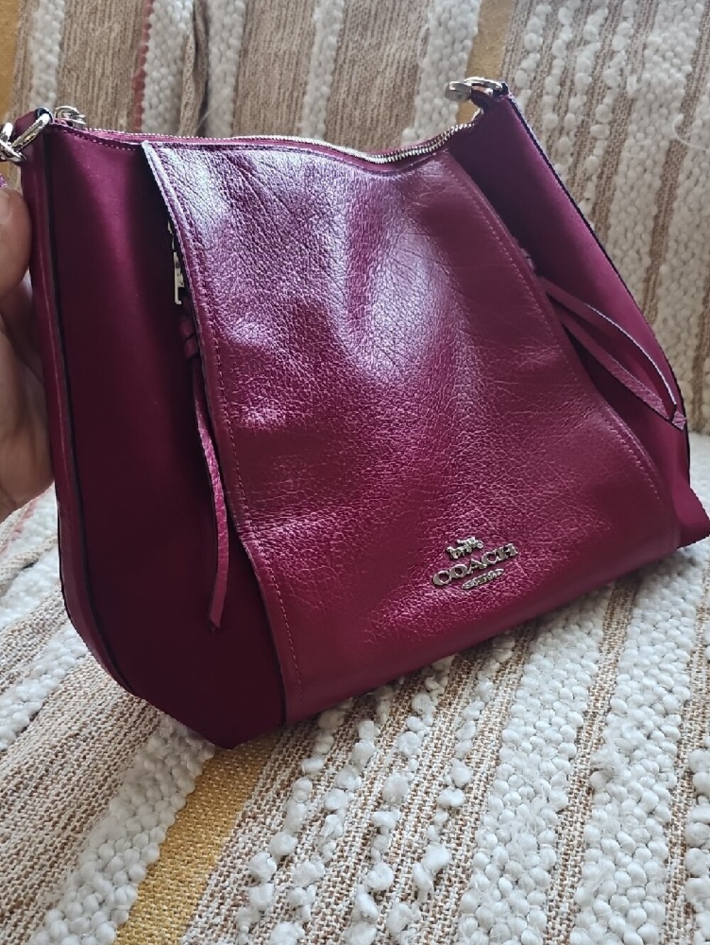COACH Marlon Hobo In Dark Berry - Picture 3 of 11